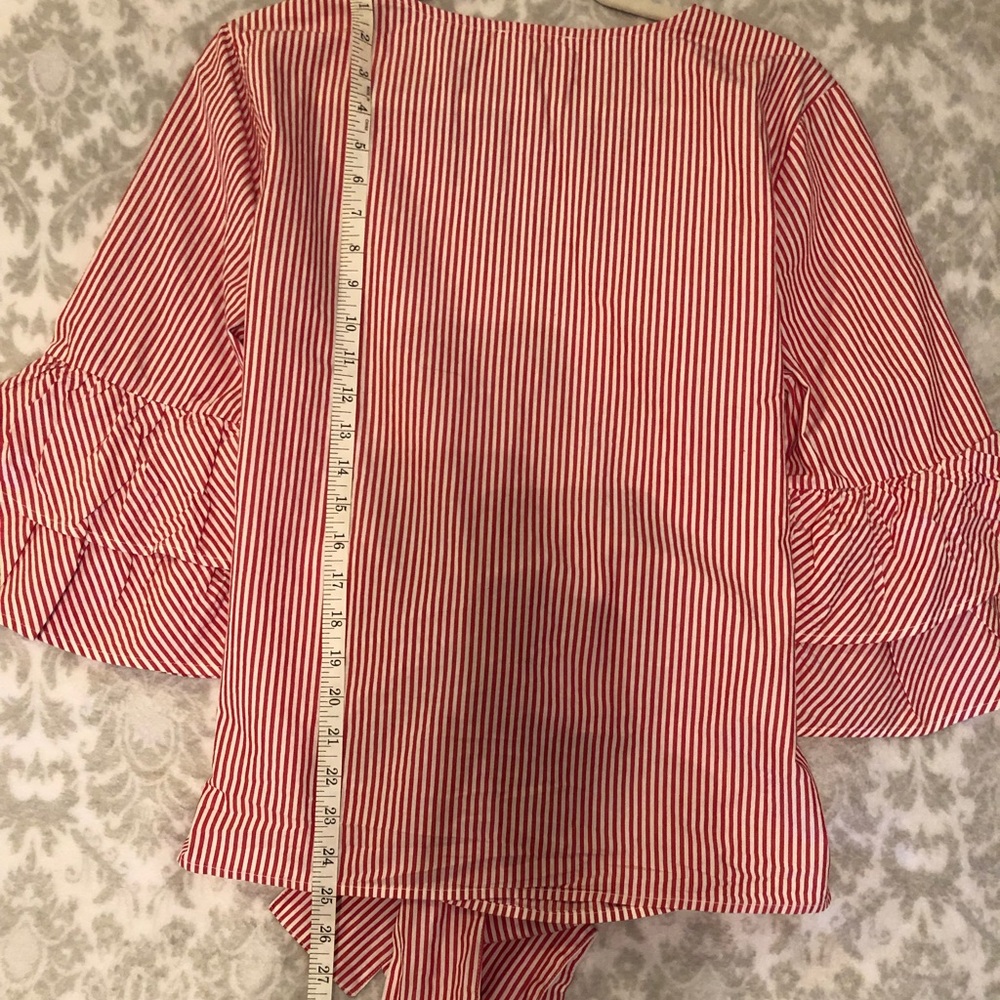 Beach lunch lounge Ariana Pinstripe Wrap Top - Picture 5 of 8